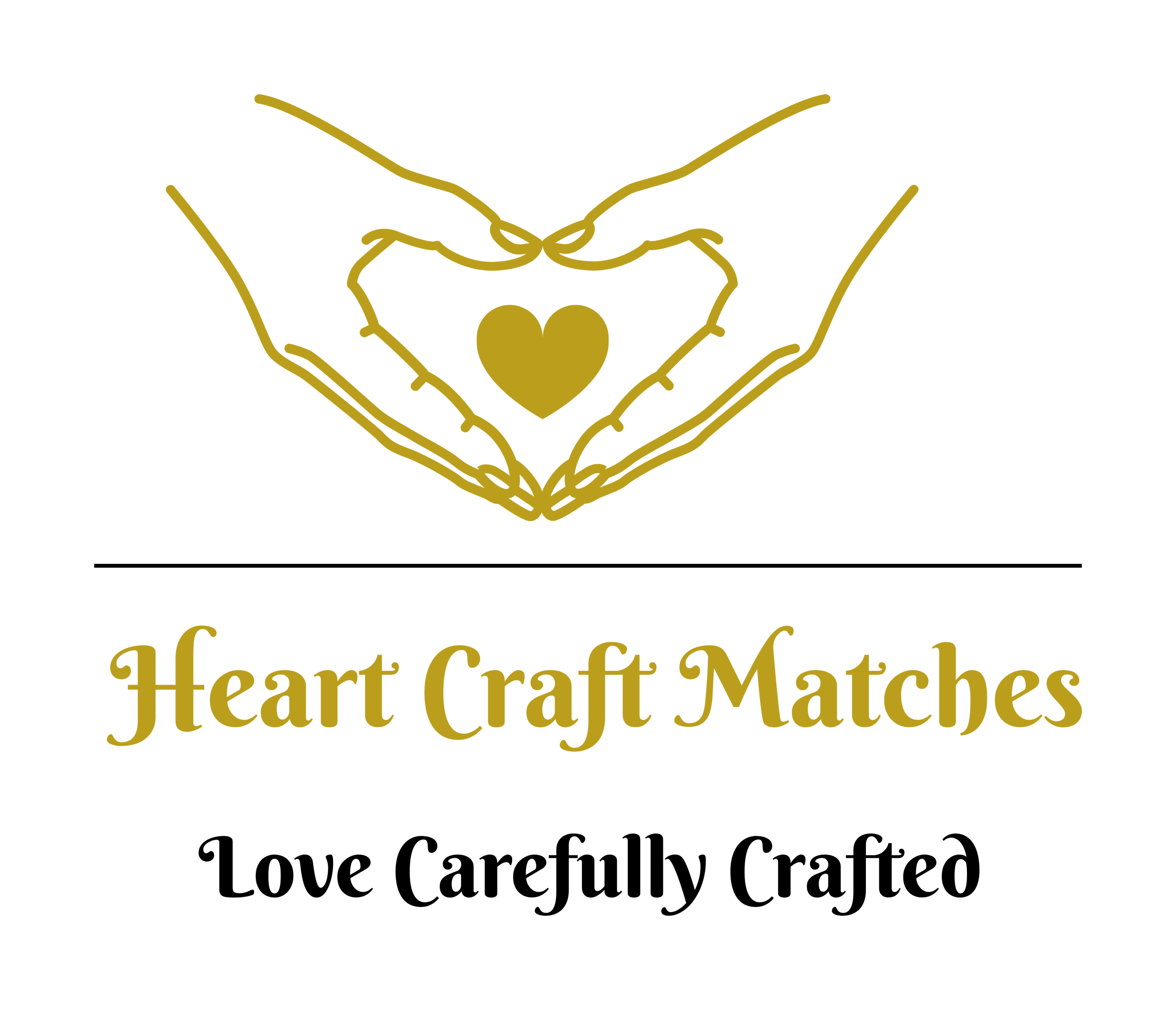 Heart Craft Matches Logo. Two hands around a heart